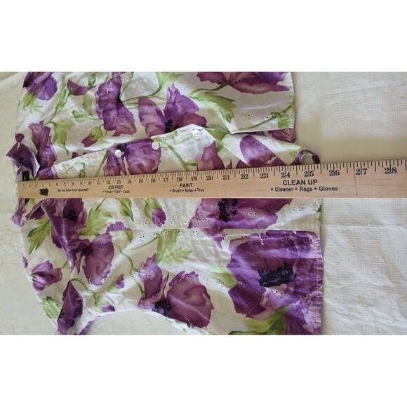 Sag Harbor Women's 16P 100% Cotton Floral Top Button Down Lightweight Boho Beach - Picture 8 of 9